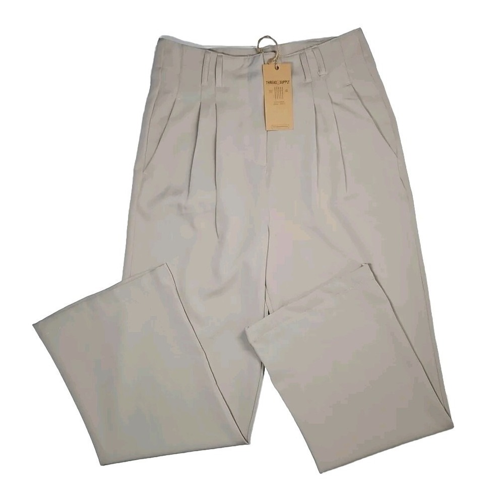 Thread & Supply Women's Tan Wide-Leg Pleated-Front Pants Size‎ XL NWT